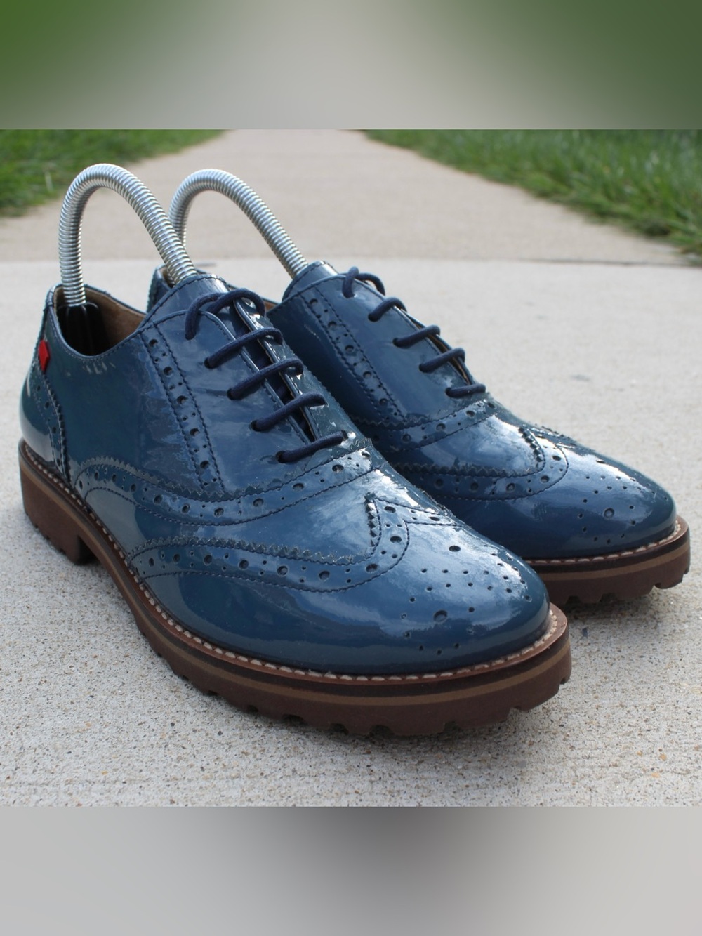 Marc Joseph New York Central Park West Blue Patent Leather Oxfords Sz 8